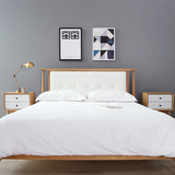 纯实木PU靠背双人床1.5 /1.8米白橡木双人床简约现代北欧卧室家具