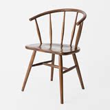现代简约实木圈椅复古时尚书桌椅白橡木原木色休闲餐桌椅仿古椅