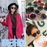 韩国新款优雅潮亲子母女墨镜女潮大框金属箭头偏光女童太阳眼镜