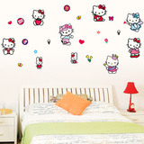 包邮hello kitty墙贴 卧室儿童房KT凯蒂猫装饰贴纸贴画可移除贴纸