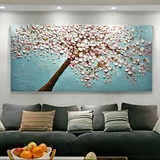 新款纯手绘客厅卧室壁画餐厅玄关装饰画抽象挂画 立体油画发财树