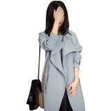韩国代购2016春装新款韩版修身女风衣 天丝棉中长款女外套