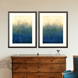 现代简约美式双联蓝色雨点抽象装饰画沙发背景墙玄关走廊走道挂画