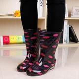 夏季时尚韩国中筒雨鞋女 韩版防滑雨靴 高筒水鞋女士显瘦长筒水靴