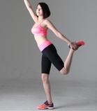 熊猫健身专业运动弹力撞色紧身瑜伽短裤跳操跑步健身速干五分裤女