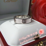 香港代购法国卡地亚LOVE正品戒指B4026000 白金宽版六钻 对戒婚戒