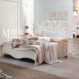 意大利美式实木布艺床欧式软包床雕花法式双人1.51.8米公主床婚床