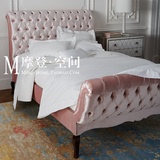 欧式时尚公主新古典法式样板房软包婚床双人床1.51.8拉扣床实木床