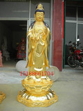 大号玻璃钢雕塑 佛教宗教摆件 树脂彩绘观音菩萨 石材贴金大佛像