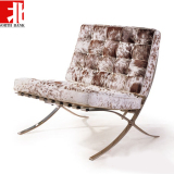 北岸 巴塞罗那椅 奶牛皮沙发椅 欧式不锈钢躺椅简约休闲椅
