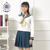 日本校服 学生装水手服长袖套装 女关西襟 jk中间服关西 新款制服