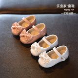 韩国女宝宝公主鞋1-2-3岁 秋季新款女童蝴蝶结蕾丝单鞋软底豆豆鞋