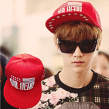EXO鹿晗同款红色帽子韩版潮款男女夏季熊先生棒球帽嘻哈帽平沿帽