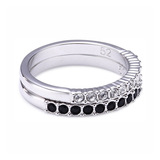 SWAROVSKI正品Mix Ring银色戒指镶黑色及透明水晶对戒男女5221387