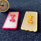 日韩长颈鹿iphone5/5se粘贴手机壳 手工苹果6s plus保护套 4s磨砂