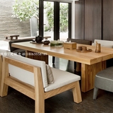 全实木餐桌椅组合6人现代简约长方形组装原木复古美式咖啡厅桌椅