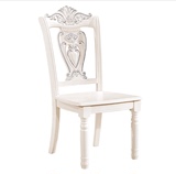 欧式餐椅实木雕花玉石餐桌椅组合韩式田园现代简约酒店梳妆皮椅子