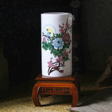 景德镇陶瓷台灯 中式古典现代简约创意书房灯具装饰青花薄胎实木