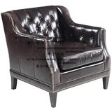 限时特惠出口法国梅西美式时尚油蜡pu皮单人沙发椅洽谈椅休闲椅
