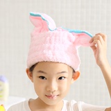 懒角落 儿童干发帽 吸水包头巾珊瑚绒发巾加厚可爱速干浴帽64340