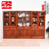 中式书柜组合书柜书架实木带门榆木客厅卧室仿古典三组合书柜书橱