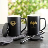 超人蝙蝠侠马克杯陶瓷杯子复仇者联盟卡通人物咖啡杯水杯带盖带勺