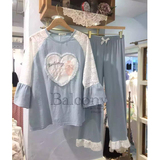 BALCONY韩国春装新16正品代购女睡衣裤套套装甜美蕾丝家居服1751