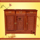 红木家具缅甸花梨木现代中式三门鞋柜 储物柜组合 大果紫檀