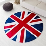 韩国正品代购 蓝红色米子国旗圆形绒面大地毯 客厅地垫 床前垫