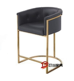 拉丝黄铜酒吧椅子矮靠背宜家吧台椅现代简约前台收银高脚凳不锈钢