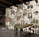 欧美复古电影明星海报拼图墙纸咖啡奶茶店餐厅大型壁画酒吧壁纸布