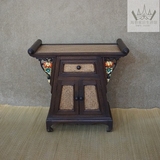 东南亚风格家具门厅玄关装饰小柜子泰国式竹编实木雕花供桌推荐