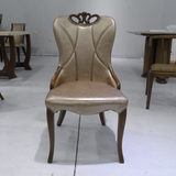韩式印花橡木广东省整装环保皮革移动成人实木餐椅皮椅软包椅现代