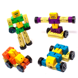 木制新款拼装玩具 机器人变形金刚 创意百变木偶儿童益智能力培养