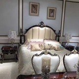 简约欧式实木真皮双人床1.8米公主床样板房间小美式新古典床包邮
