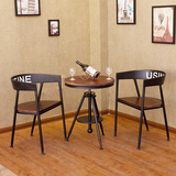美式铁艺 阳台桌椅三件套组合 简约咖啡厅奶茶店休闲桌椅实木套件
