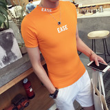 夏季丝光棉短袖t恤男士韩版圆领个性紧身半袖青少年跑步上衣服潮