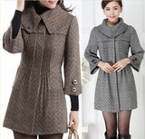秋冬女装韩版中长款修身显瘦羊毛大衣中青年羊毛呢子外套大码风衣
