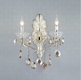 欧式奢华艺术水晶壁灯沙银色镜前灯合金客厅卧室过道双头壁灯直销