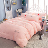 小清新粉色床单四件套纯棉一米八床公主风被单全棉2.0m床可爱双人