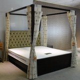 QAY家居 高端定制架子床家具现代美式实木床东南亚布艺软包四柱床