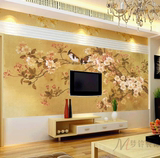 特价客厅加厚电视背景墙纸壁纸 温馨海棠花大型壁画 PVC 个性墙纸