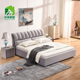 休享家具现代简约布艺床1.8米1.5米可拆洗双人床实木床榻榻米婚床
