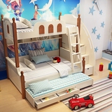 地中海子母床儿童高低床上下床1.5米双层床母子床韩式实木组合床