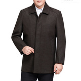 正品秋冬新款男士羊毛呢大衣中老年男人宽松中长款风衣爸爸装外套