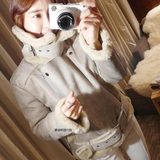 羊羔毛外套女韩国冬季棉衣短款鹿皮绒皮毛一体机车服加厚棉服冬装