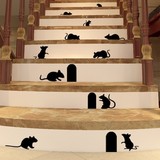 可爱动物老鼠墙贴楼梯走廊过道装饰贴画房间墙脚墙边创意个性贴纸