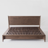 实木橡木床1.51.8双人床胡桃木色创意日式木质家具储物中式床定制