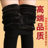 秋冬季加绒加厚打底裤外穿女士显瘦踩脚长裤黑色保暖珍珠绒一体裤