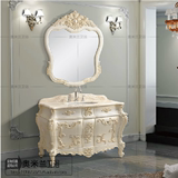 美法式卫浴柜韩式时尚白色雕花弧形镜欧式浴室柜洗脸盆柜组合龙凤